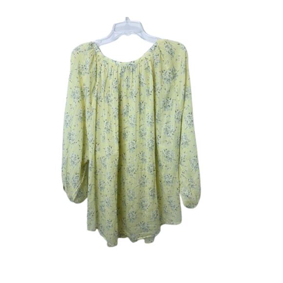 Blouse Chaps Flowy Floral Print Breathable Relaxed Fit Lightweight Yellow W 3X - Picture 3 of 5